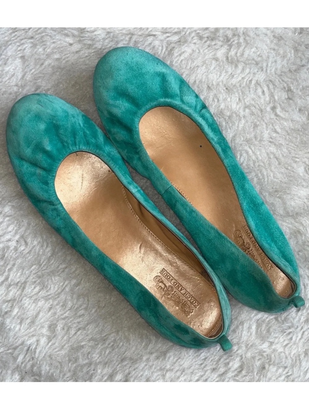 Coach and Four Westport Teal Suede Women's Flats size 8.5